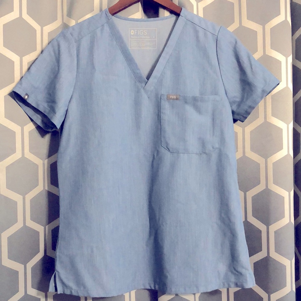 Catarina One-Pocket Scrub Top, Heather Denim
